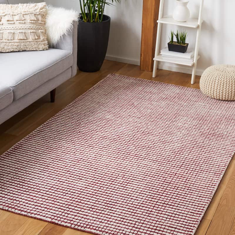 SAFAVIEH Handmade Abstract Maryla Modern Wool Rug - 8' x 10' - Red/Ivory