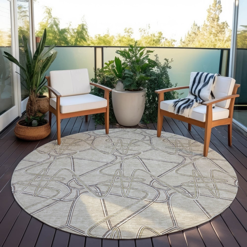 Machine Washable Indoor/ Outdoor Contemporary Links Chantille Rug