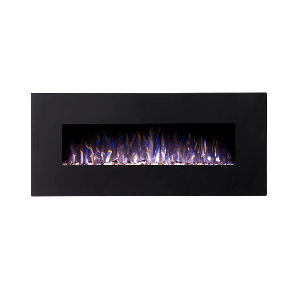 Shop Regal Flame Rigel Black 50 Pebble Ventless Heater Electric Wall Mounted Fireplace Better Than Wood Fireplaces Gas Logs Overstock 30655666