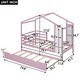 preview thumbnail 18 of 41, Twin Size Wood House Bed Frame with Trundle, Fence and Writing Board
