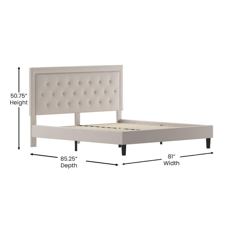 Panel Tufted Upholstered Platform Bed