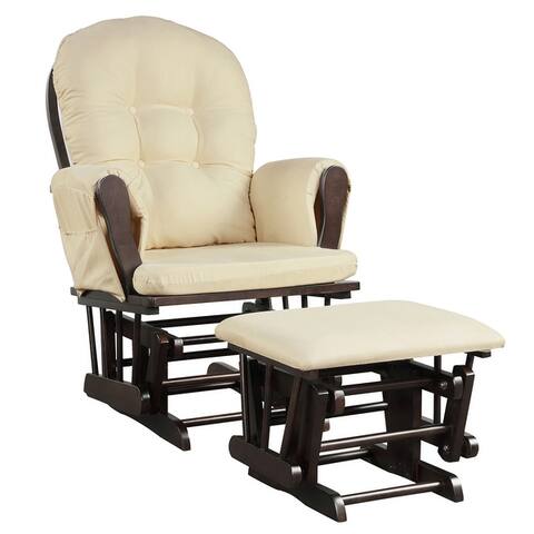 Gymax Baby Nursery Relax Rocker Rocking Chair Glider & Ottoman Set w/