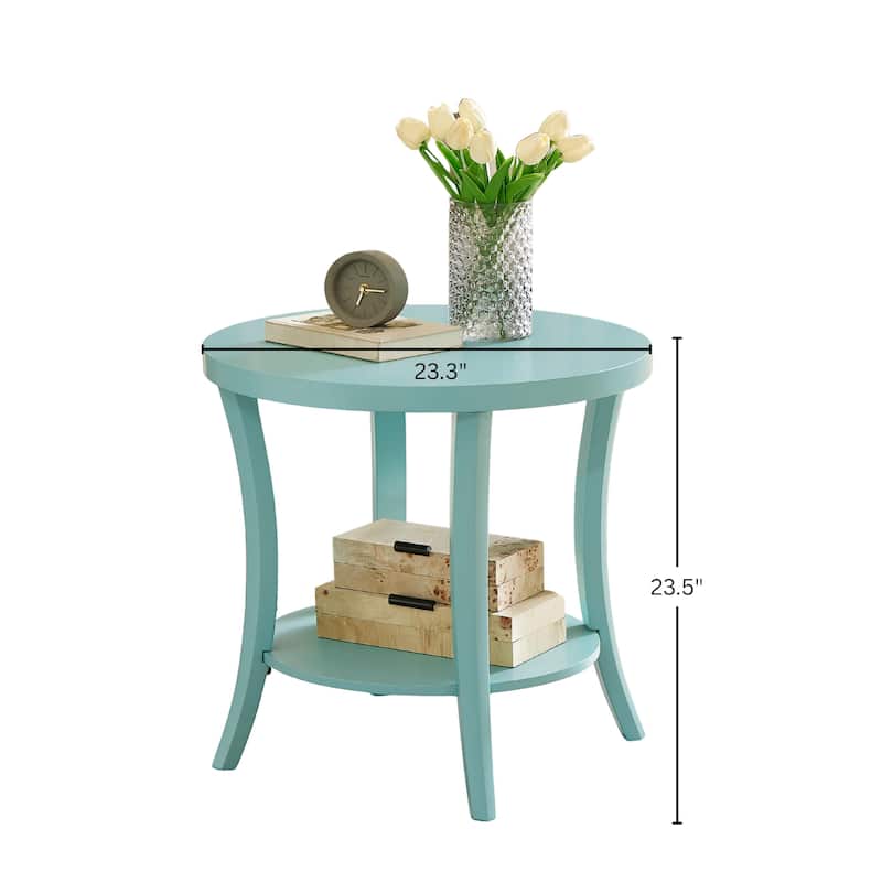 Roundhill Furniture Perth Contemporary Round Shelf End Table