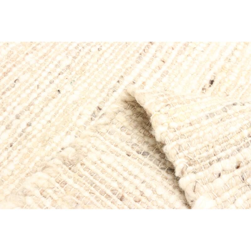 ECARPETGALLERY Braid weave Sienna Beige Wool Rug - 5'1 x 8'2