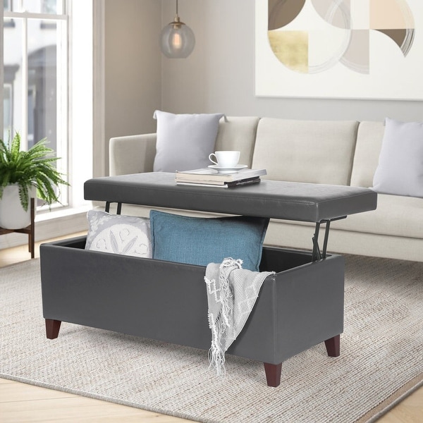 Lawrence faux shop leather storage bench
