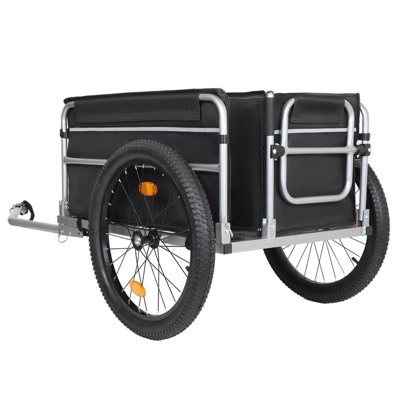 Bike Cargo Trailer, 110lbs Load Capacity, Heavy-Duty Bicycle Wagon Cart, Foldable Compact Storage, Featuring upgraded Fat tires