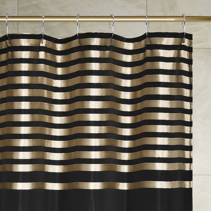 J. Queen New York Calvari Black and Gold Shower Curtain
