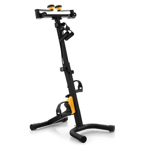 Folding Pedal Exercise Bike with Adjustable Resistance-Yellow - 21" x 17" x 28.5-40" (L x W x H)