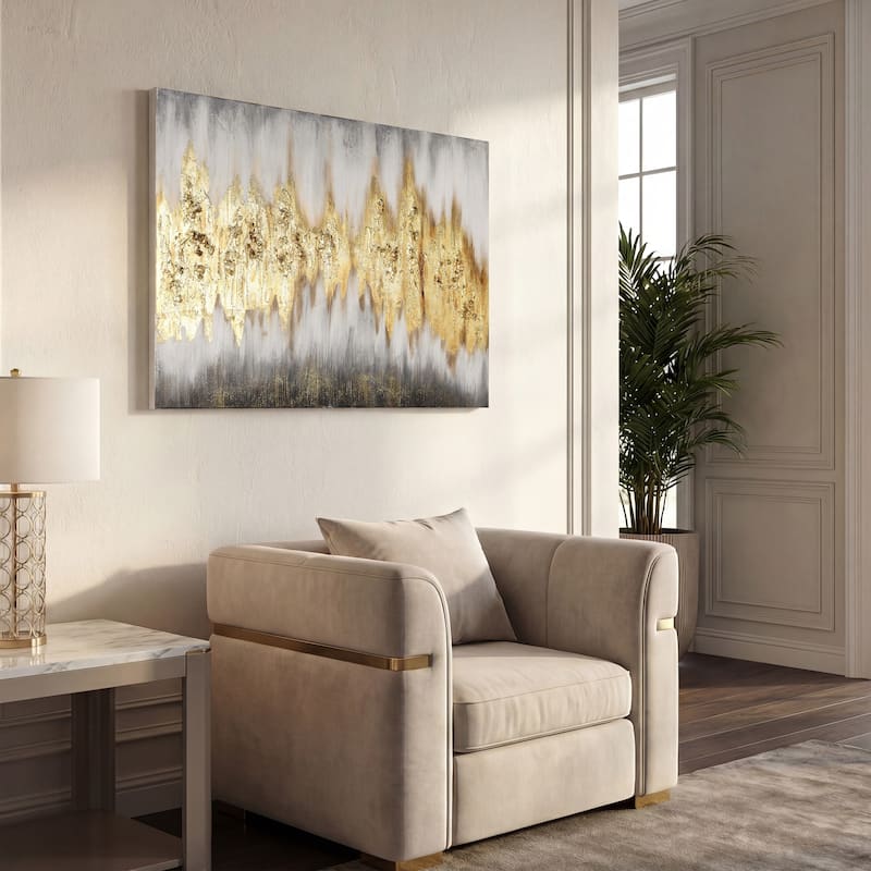 Gold Frequency Textured Hand Painted Wall Art with Gold Foil
