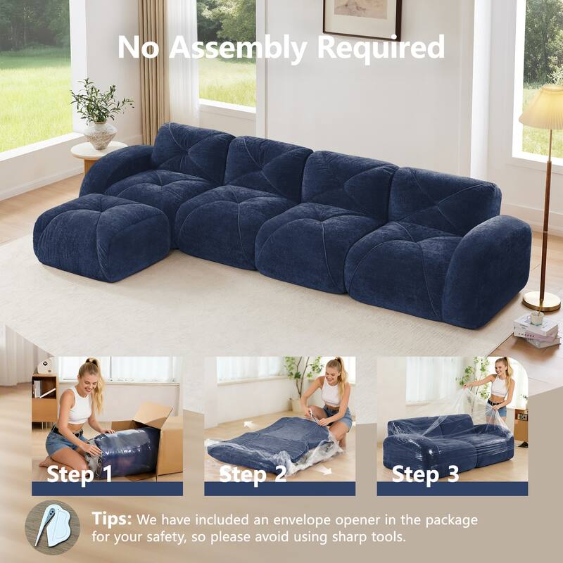 L-shaped Soft Velvet Fabric, Tufted Design, 32D High Density Sponge Bottom, Ergonomic Design Bottom, Anti-Slip Design