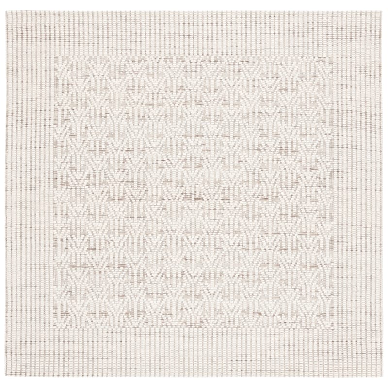 SAFAVIEH Handmade Marbella Ellice Modern Wool Rug - 6' Square - Ivory/Beige