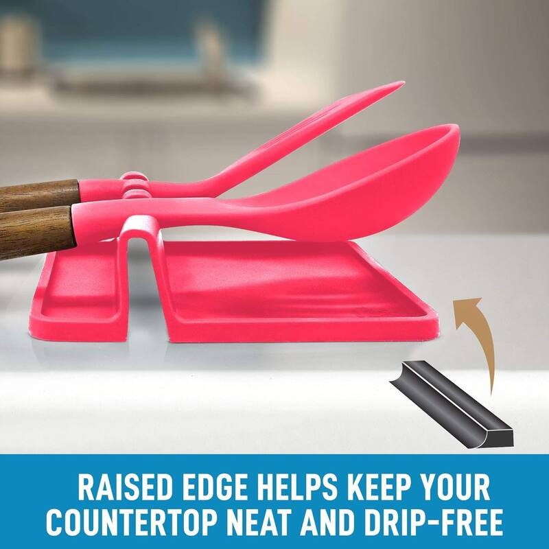 Zulay Kitchen Silicone Utensil Rest with Drip Pad