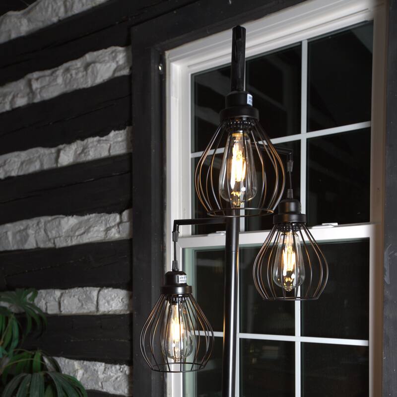 Brightech Teardrop 68 in. Industrial 3-Light LED Super Bright Floor Lamp with 3 Black Metal Teardrop Shades