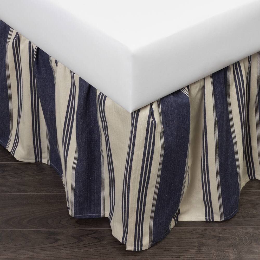 Canon Blue Cotton 18-inch Drop 3 Piece Tuck in Bed Skirt