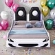 preview thumbnail 2 of 11, Wood Car-Shaped Twin Size Platform Bed with LED