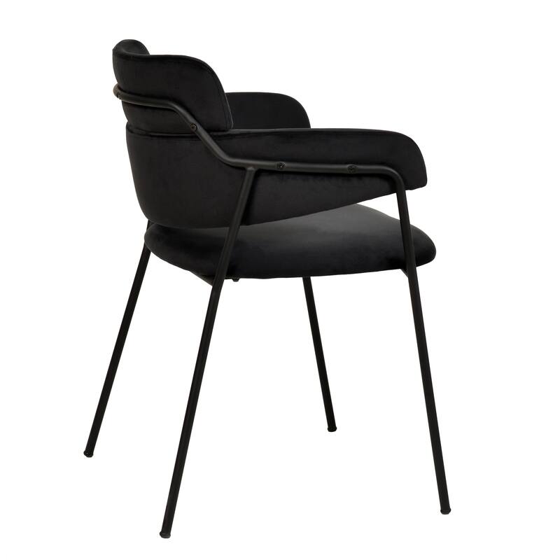 LeisureMod Set of 2 Axis Upholstered Dining Chairs with Black Stainless Steel Legs, Modern Side Chair for Kitchen Home Office
