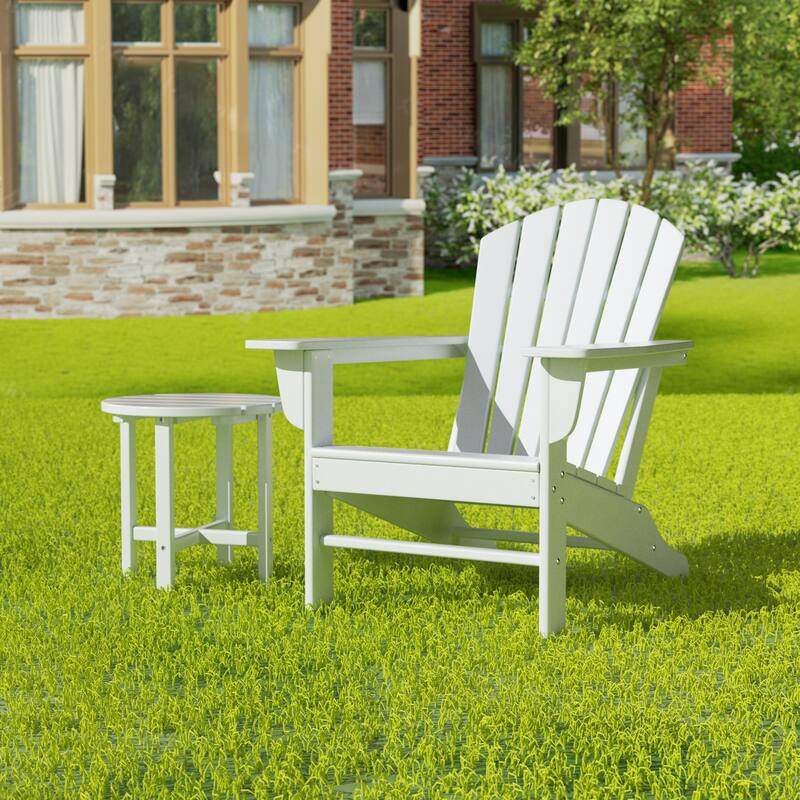 Altura Outdoor Eco-Friendly All Weather Adirondack Chair with Side Table (2-Piece Set)