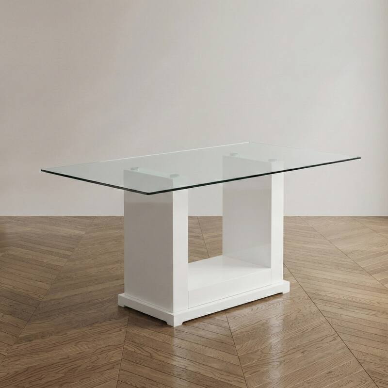 Furniture of America Jem 59" Contemporary White Wood Dining Table - White