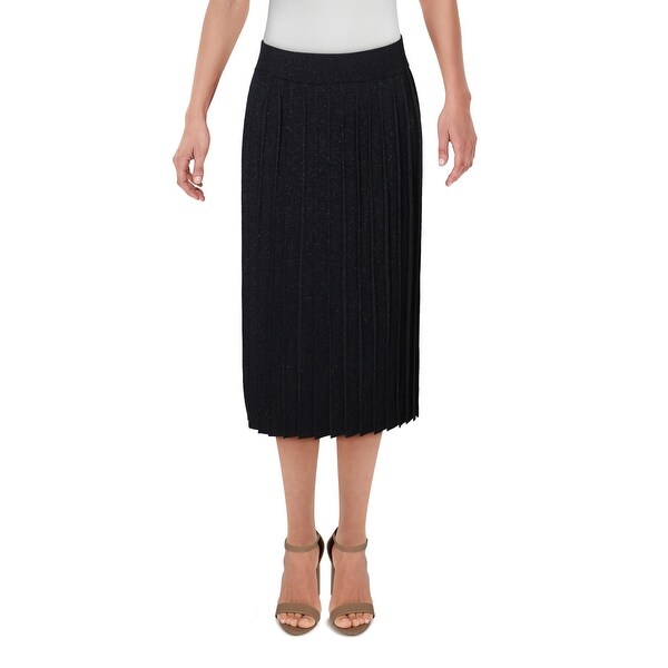 Anne Klein Womens Midi Skirt Metallic Pleated - Anne Black Metallic ...