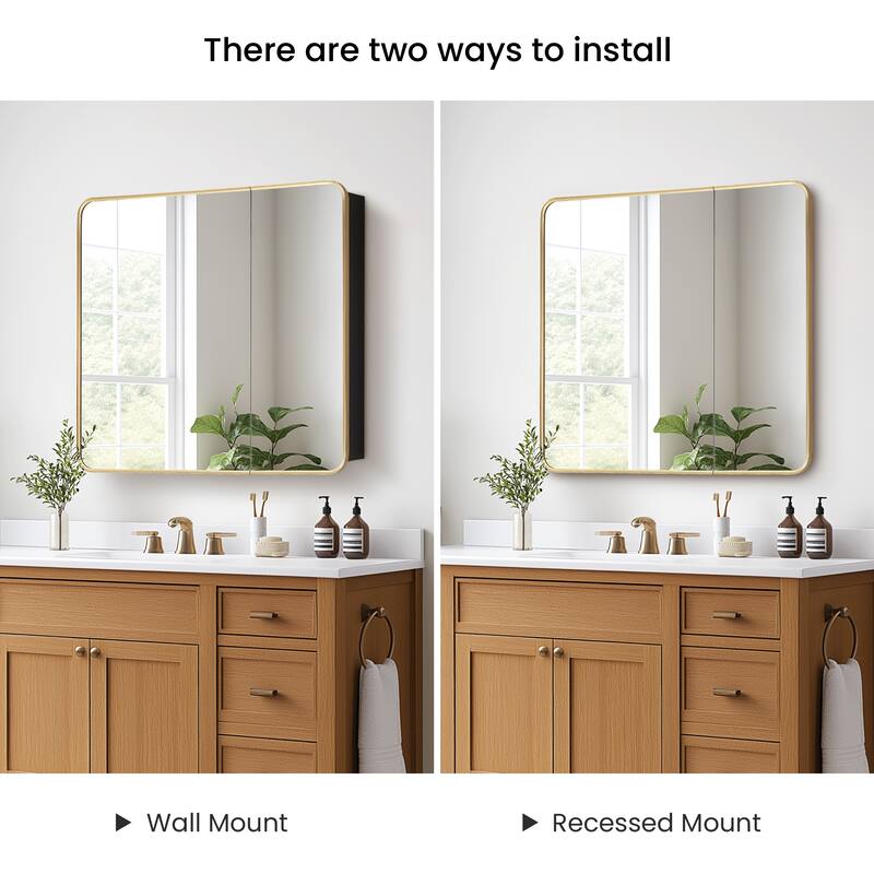 Talayuela Rectangular Aluminum Framed Medicine Cabinet with Mirror