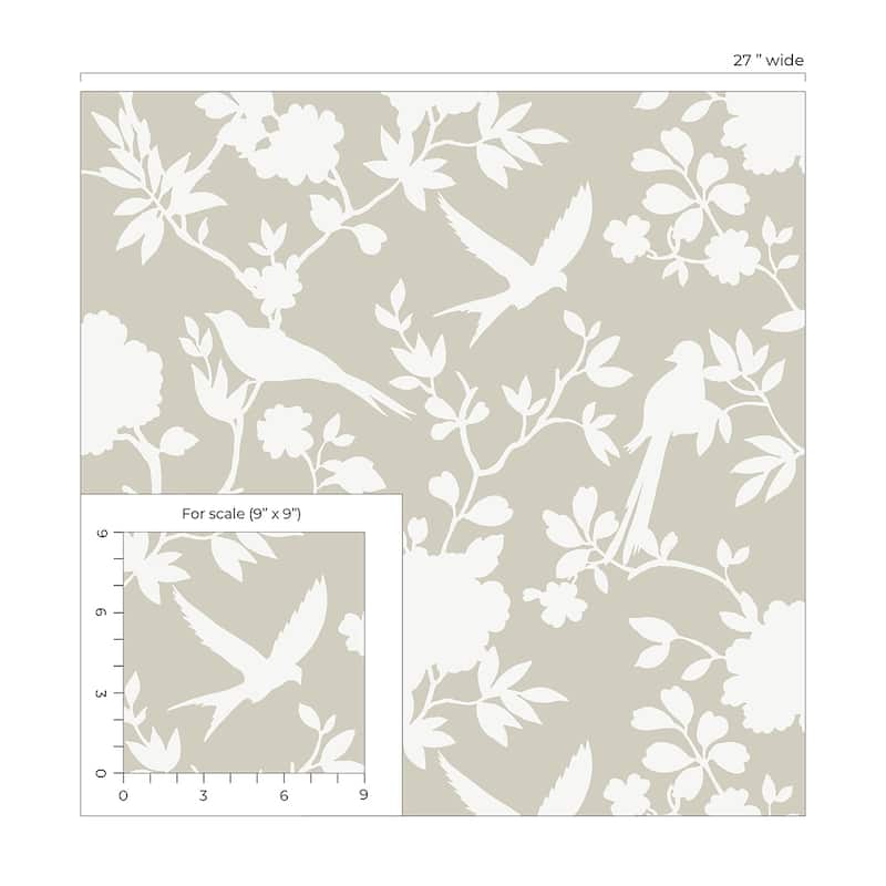 Lillian August Kauai Bird Toile Embossed Vinyl Unpasted Wallpaper