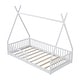 preview thumbnail 4 of 20, Wood House Bed Floor Bed Twin Size Frame Bed with Fence