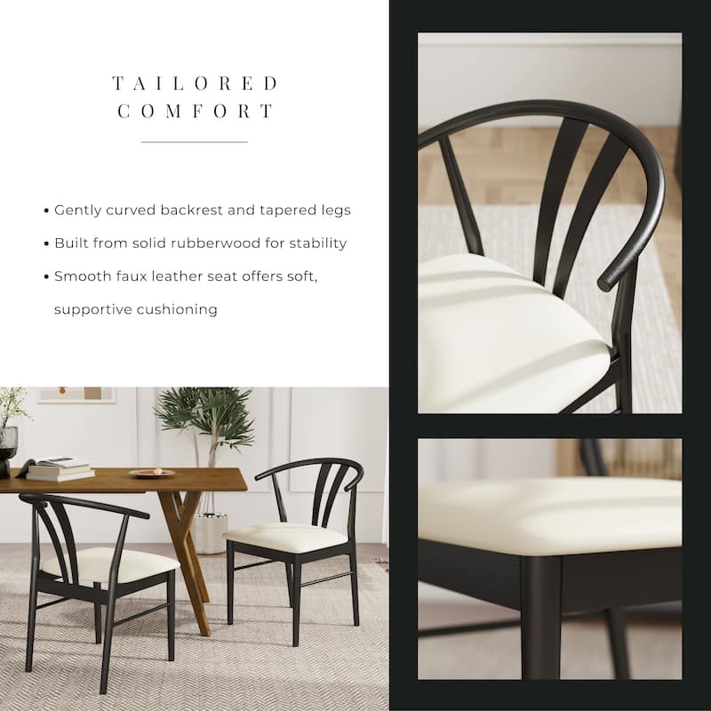 Roundhill Furniture Lavin Modern 5-Piece Dining Set, Walnut Finished Dining Table with 4 Curved Back Chairs