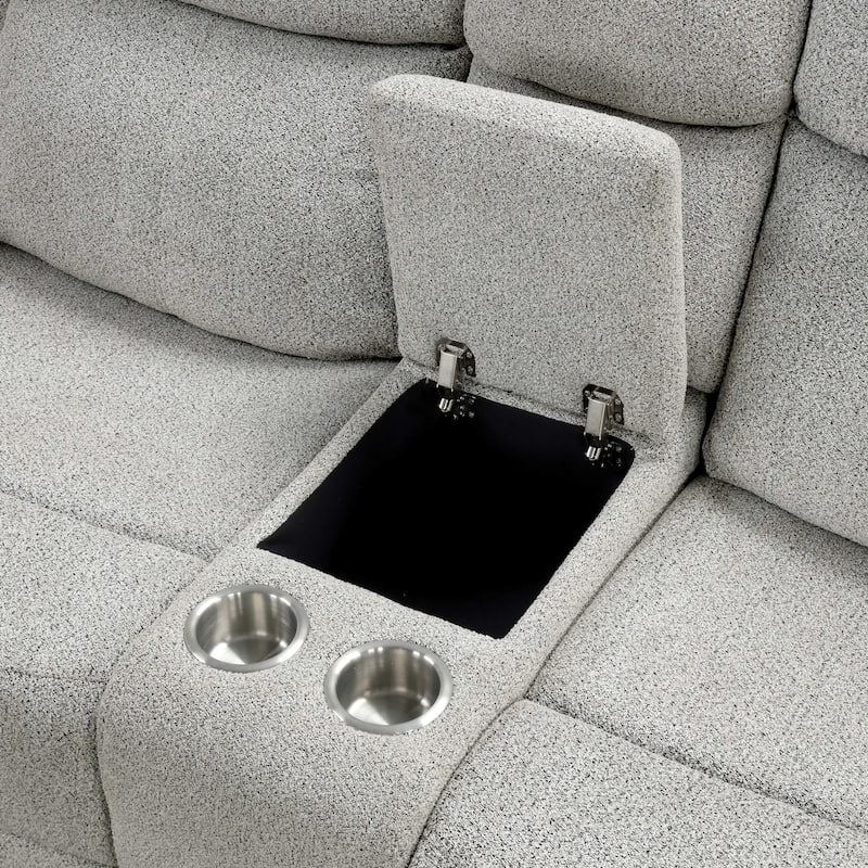 Furniture of America Gulid Modern 3-Piece Light Grey Padded Reclining Sofa Set