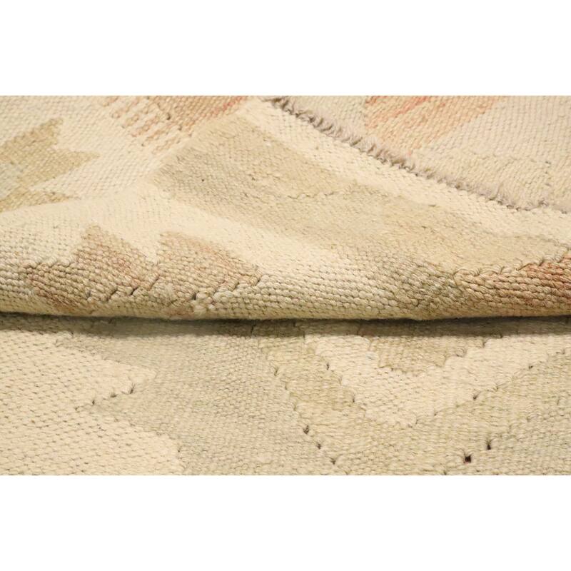 Hand Woven Oriental 100% Wool Carpet Southwestern Tribal Beige & Ivories Kilim Area Rug - 4' 9'' X 3' 1''