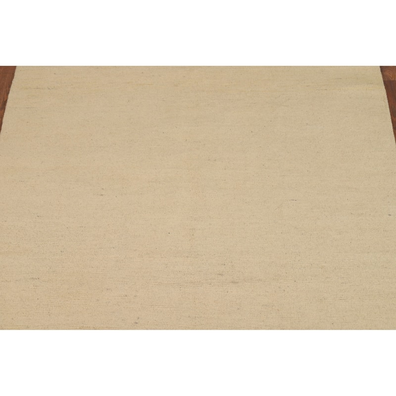 Modern Gabbeh Oriental Rug Beige Handmade Wool Carpet - 4'9"x 6'5"