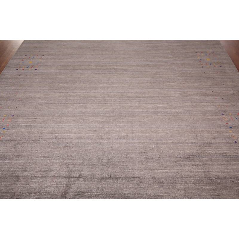 Earth Tone Gabbeh Oriental Area Rug Hand-Knotted Wool Carpet - 8'2" X 9'10"