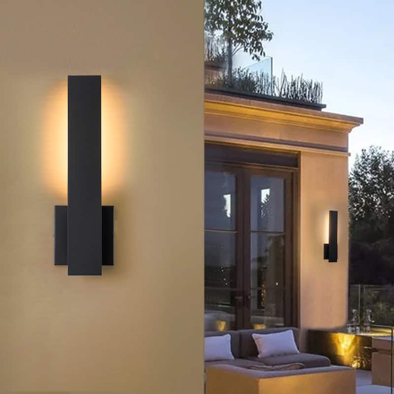 C Cattleya 2-Pack Matte Black Aluminum LED Outdoor Wall Sconce