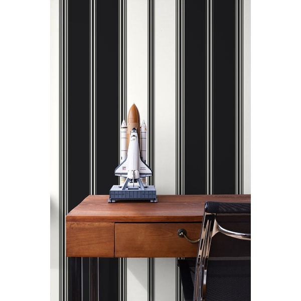 Seabrook Designs Tailored Stripe Unpasted Wallpaper. Opens flyout.
