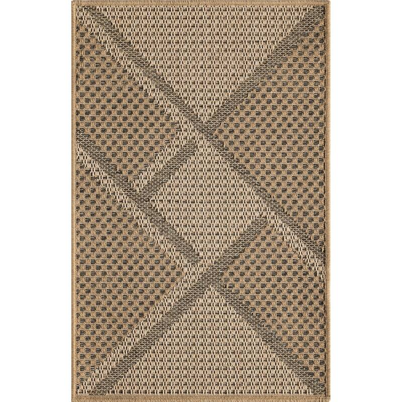 Abani Rugs Patio PAT110A Outdoor Diamond Pattern Cream Beige Area Rug