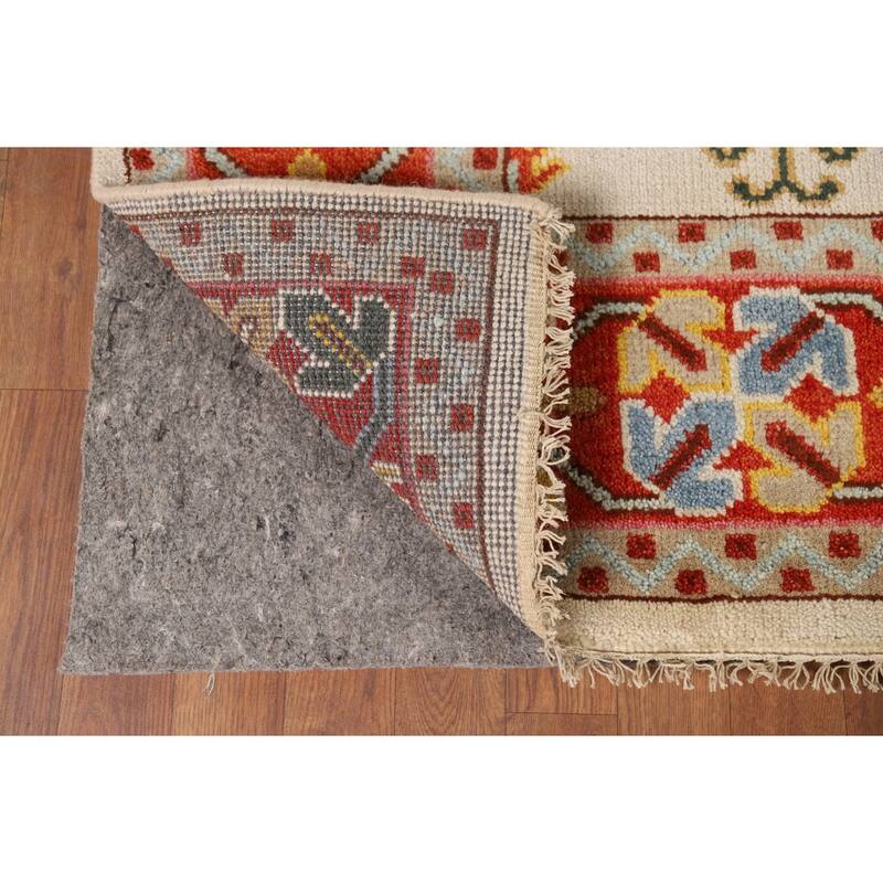 Geometric Heriz Serapi Indian Area Rug Hand-Knotted Wool Carpet - 8'11" x 12'0"