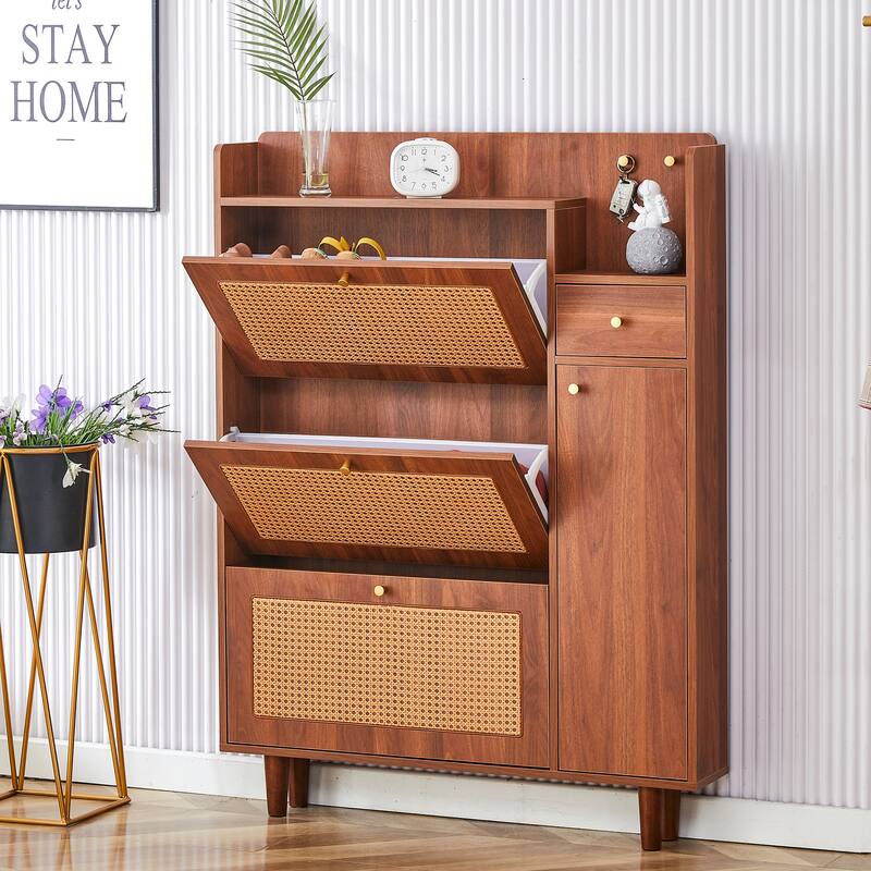 Rattan Shoe Storage Cabinet