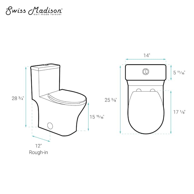 Interlaken Iii One-Piece Round Toilet Vortex Dual-Flush 0.95/1.26 Gpf - 25.4" x 13.95" 28.75"