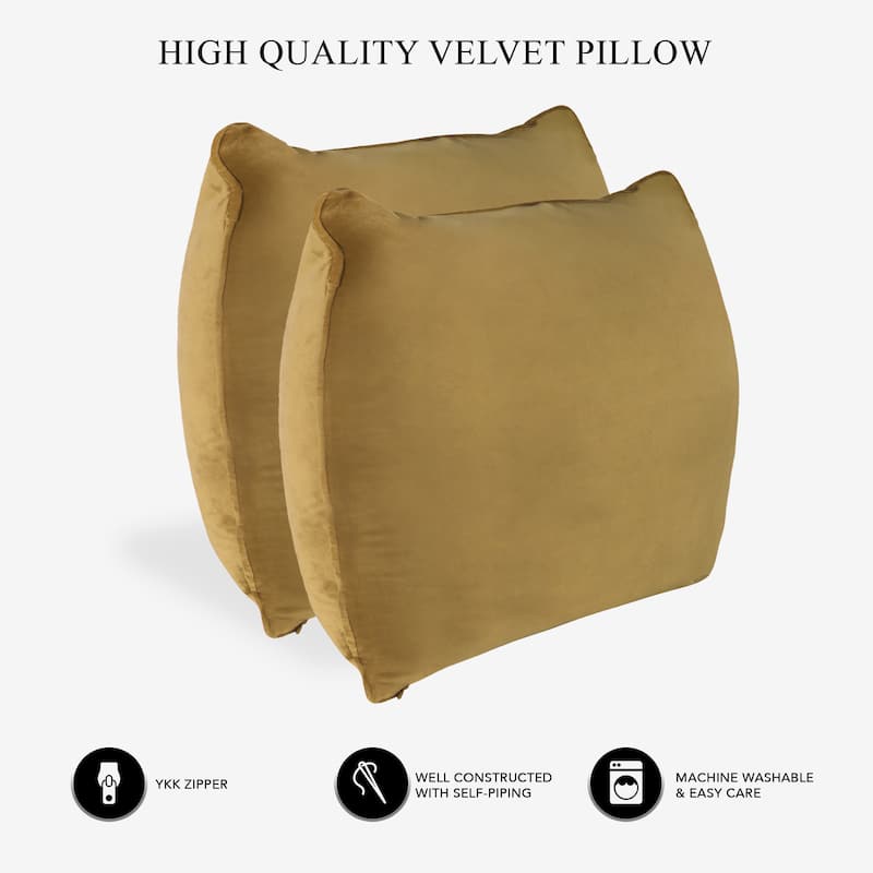 A1HC Pack of 2 Velvet Throw Pillow Covers, Hidden Zipper Closure