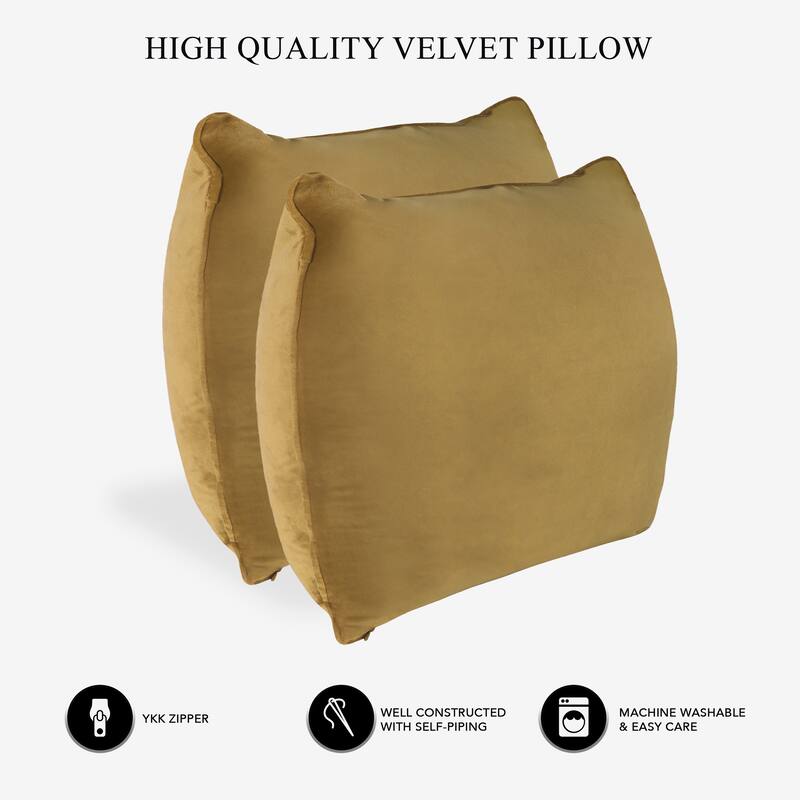 A1HC Pack of 2 Velvet Throw Pillow Insert, Hypoallergenic Down Alternative Fill