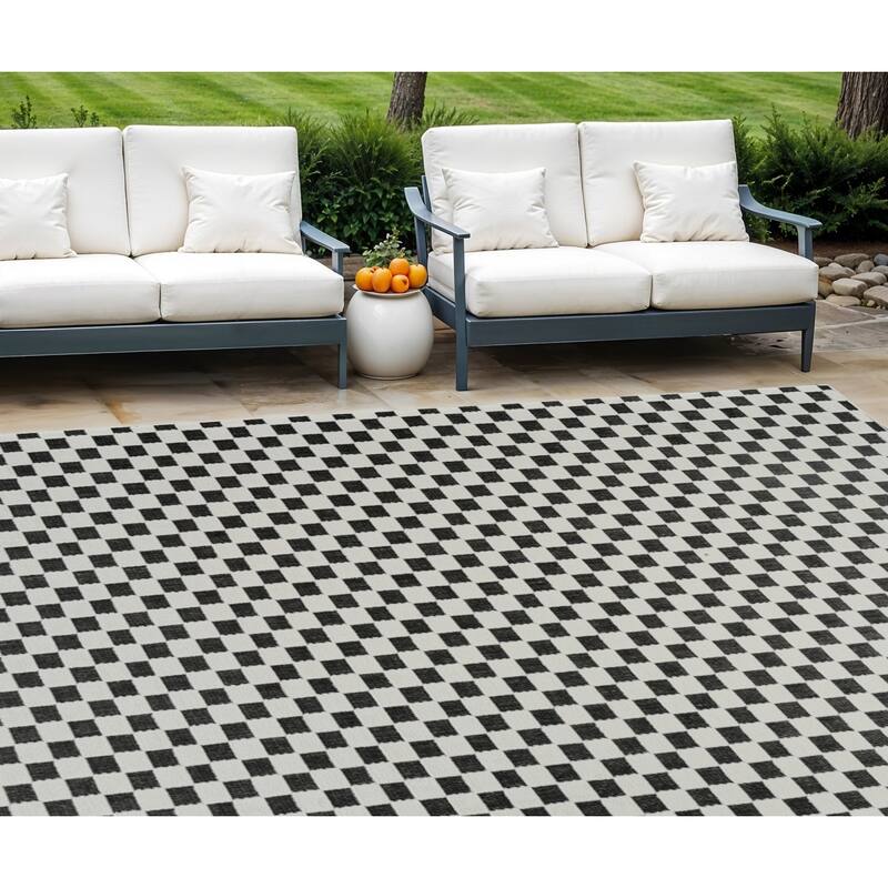 Altoz Abstract Shapes Weather Resistant Sleek Contemporary Outdoor Rug