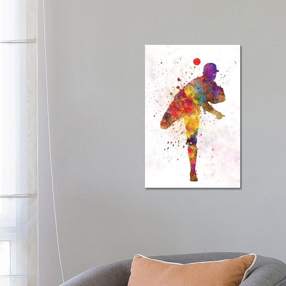 iCanvas "Baseball Player Pitching II" by Paul Rommer Canvas Print