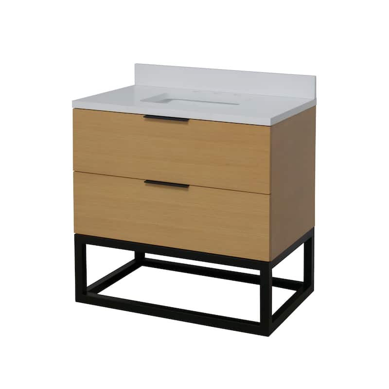 KitchenBathCollection Mia 36" Bathroom Vanity with Matte White Top