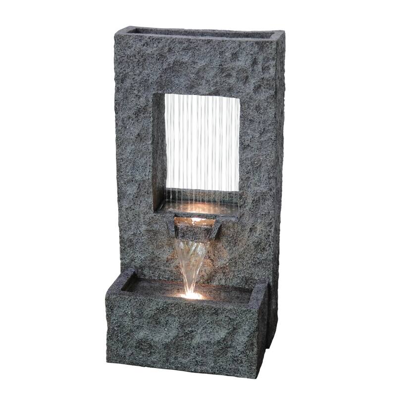 LED Lighted Cascading Outdoor Garden Water Fountain - 31.5"