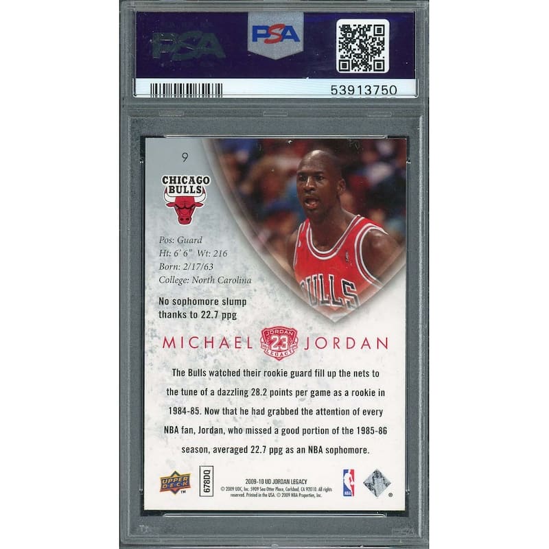 Michael Jordan 2009 Upper Deck Legacy Gold Basketball Card #9 Graded PSA 8 - 8'6" x 11'6"