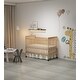 preview thumbnail 1 of 51, 3-In-1 Convertible Crib In Natural, Made Of Sustainable Pinewood, Non-Toxic Finish, Comes With Locking Wheels Natural
