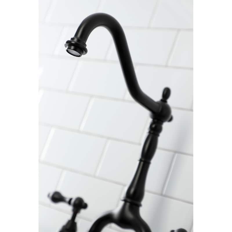 English Country Bridge Kitchen Faucet with Brass Sprayer