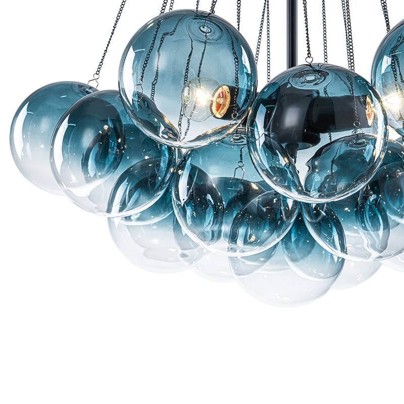 Dramatic 3-Light Gradient Transparent Glass Bubble Chandelier - 15.7 in