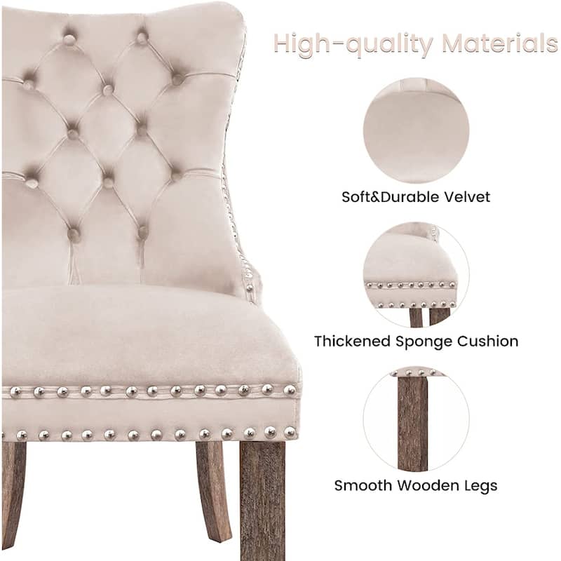 Dining Chairs Set of 6, Luxury Upholstered Velvet Kitchen Chairs Side Chair with Padded Seat Back and Solid Wood Legs