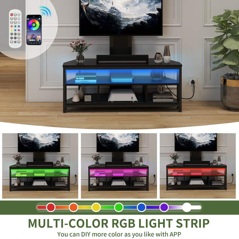 Moasis Industrial TV Stand with Mount and Storage Shelves For 32"-70" TVs