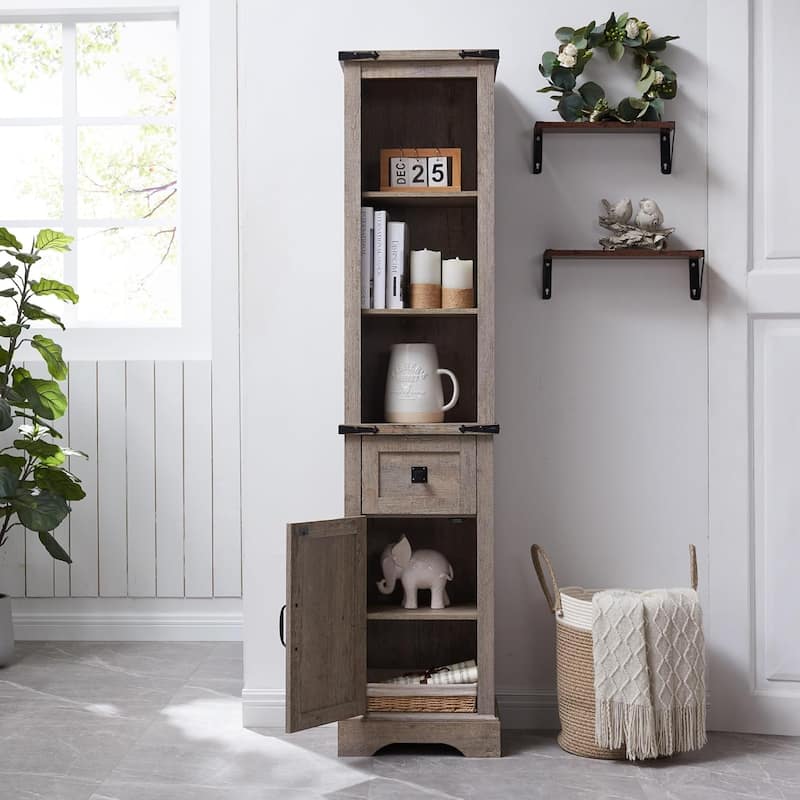 Farmhouse Slim Bathroom Storage Cabinet, 68" Tall Storage Cabinet